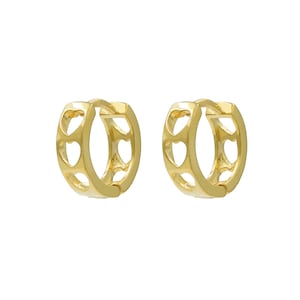 9mm Glossy Hollow Heart Hoop Earrings • 18k 925 sterling silver • Gold / Silver Hoops • Dainty Earrings