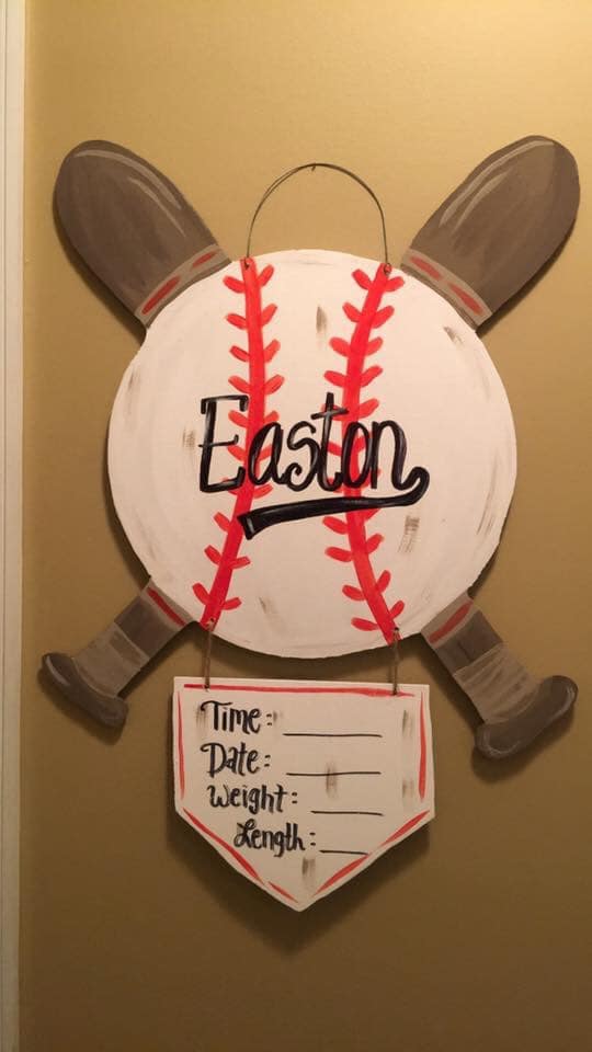 Baseball Baby Hospital Hanger Baby Boy Hospital Door Hanger Etsy