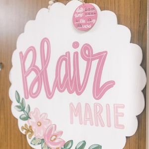 Scalloped Baby Hospital Hanger | Girl Hospital Hanger | Baby Girl Door Hanger | Hospital Door Hanger