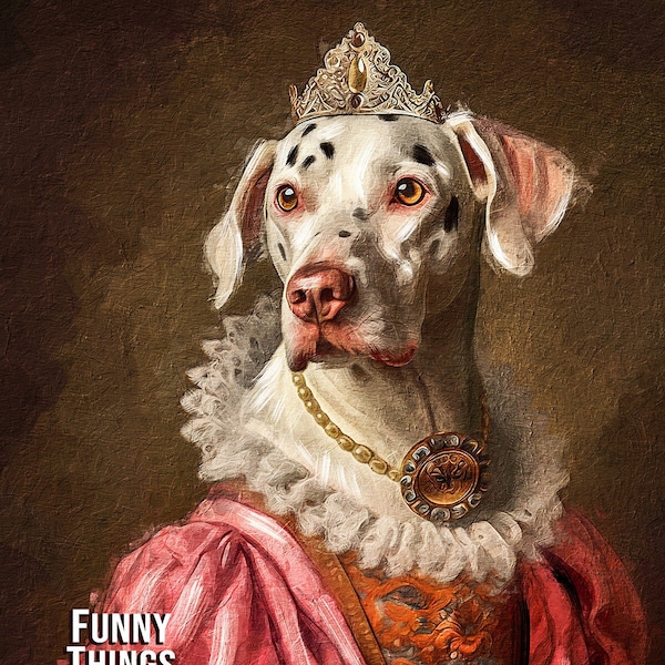 Custom Pet Portrait, Dog Royal Portrait As Gift For Pet Lover, Digital File Pet Royal Portrait, Royal Cat Portrait