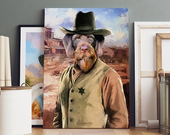 Custom Cowboy Pet Portrait: Funny Western Dog Art (Digital Printable)