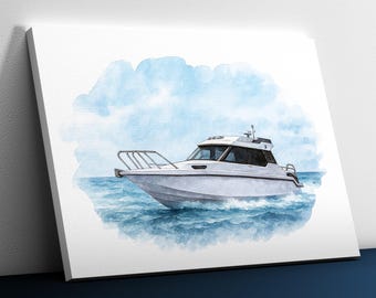 Custom Boat Portrait Watercolor Painting on Canvas