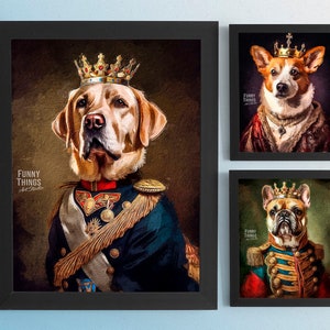 Pet Portrait from photo, Dog Royal Portrait As Gift For Pet Lover, Digital File Pet Royal Portrait, Royal Cat Portrait