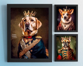 Pet Portrait from photo, Dog Royal Portrait As Gift For Pet Lover, Digital File Pet Royal Portrait, Royal Cat Portrait