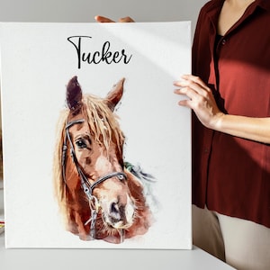 Retrato de caballo personalizado, retrato de caballo, pintura de caballo, memorial de mascotas, regalo del propietario del caballo, acuarela de caballo Retrato de mascota personalizado, retrato de perro