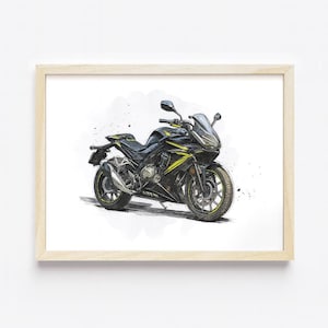 Custom Sport Motorcycle Portrait in Watercolor Style – Gift for Biker, Boyfriend, Motorcycle Lover, Digital or Print Art