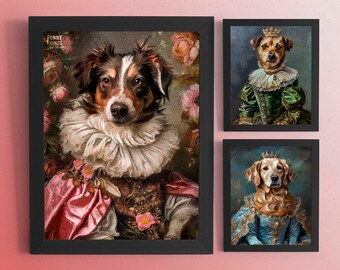 Personalized Renaissance Pet Portrait: Royal Dog or Cat Painting (Digital File)