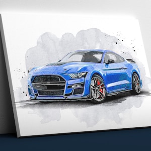 Ritratto di auto personalizzata. Regalo per la festa del papà. Arte del garage. Regalo auto per lui. Ritratto da foto. Auto acquerello. Regalo per gli amanti dell'auto. Arte su tela