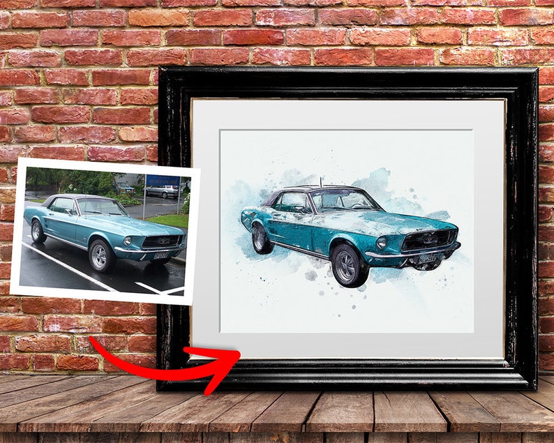 Custom car portrait. Gift for car lovers. Classic car image 0