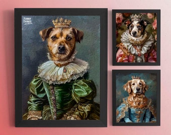 Custom Pet Portrait, Renaissance dog Painting, Pet Lovers Gift, Royal Portrait, Royal Pet Portrait gift, Cat Painting, Wall Decor