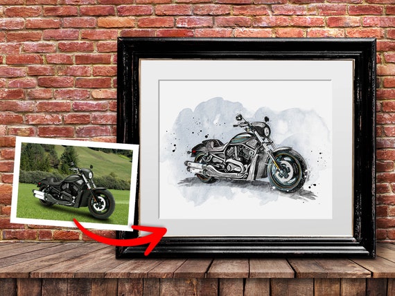 Portrait de moto classique. Personnalisez le portrait de moto. Cadeau pour  motard. Portrait de vélo personnalisé. Cadeau de fête des pères. Cadeaux  pour lui. Cadeau -  France