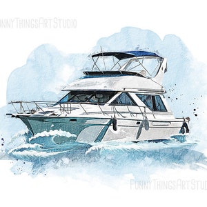 Custom Boat portrait. Boat portrait. Personalize Boat portrait. Gift for Boat lover. Custom yacht portrait. Fathers Day gift. Gifts for him image 3