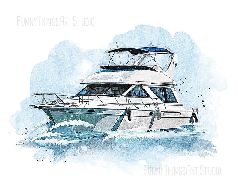 Custom Boat portrait. Boat portrait. Personalize Boat portrait. Gift for Boat lover. Custom yacht portrait. Fathers Day gift. Gifts for him image 3