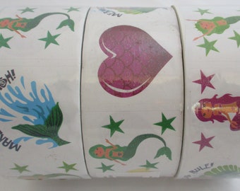 MERMAID Glitter Stickers, 100 Stickers per roll, Sticker book,Party favors, Rewards