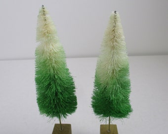 Package of 2 sisal/ bottle brush trees , green and white