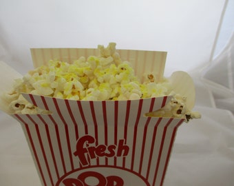 Retro Red and White Popcorn Boxes: Movie Night Party Favors (25 Pack)