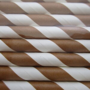 STRIPED PAPER STRAWS / party time , craft projects, one dozen each choice of colors Brown
