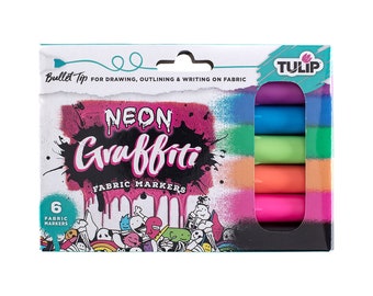 Tulip Graffiti Fabric Markers/  Bullet Tip 6 pk/  Neon Colors
