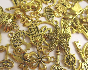 Antique Look Gold Alloy Charms for Jewelry Making, Craft Supplies,Pk. of 25