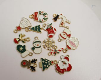 Christmas Enamel Charms for Jewelry Making, Holiday Pendant Charms, DIY Bracelet Necklace Earrings