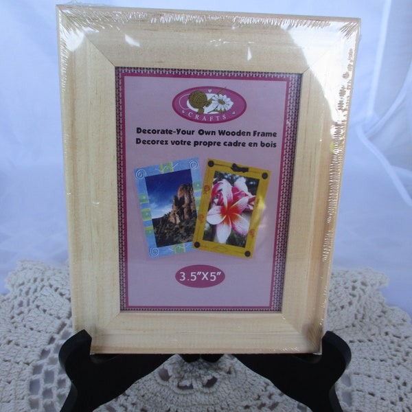 Small Unfinished wooden frame /  3.5 x 5 inch / Table Top with glass