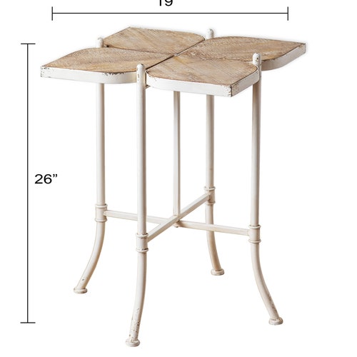 Solid Wood and Rustic White shops Metal Antique Coffee Side Table or Nightstand