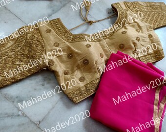 Set of 2 Combo Saree With Stitched Wedding Party Wear Sari Rajasthani Blouse Indian Designer Top Choli Bollywood Ethnic For Women SB1