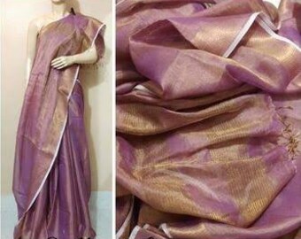 100/% Pure Tissue Linen Saree Linen By Linen Sari Pure Handloom Saree for Festive Wedding Women Clothing Indian Gifts Made in india Fabric