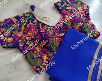 Set of 2 Combo Saree With Stitched Wedding Party Wear Sari Rajasthani Blouse Indian Designer Top Choli Bollywood Ethnic For Women SB1