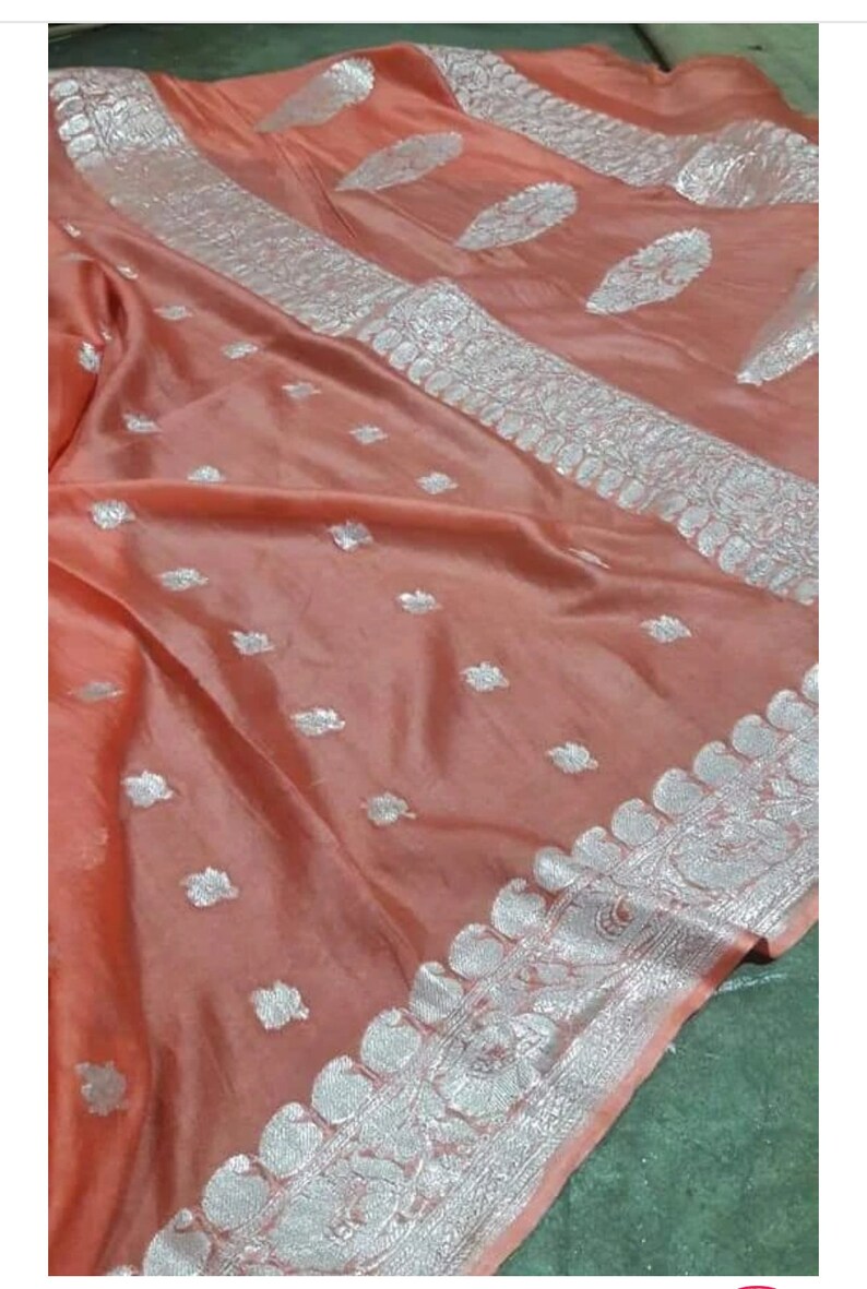 Khadi Chiffon Durga Puja Zari Work Pure Georgette Banarasi Silk Handwoven Saree Designer Weaving Fabric Sari Women With Running Blouse Pece