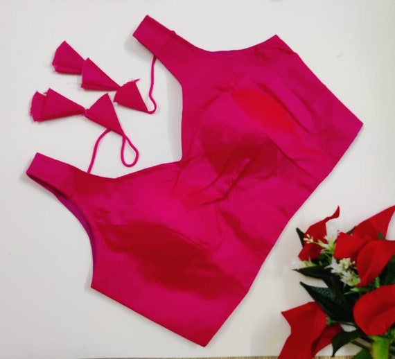 Sweetheart Hot Pink Silk Sleeveless Readymade Saree Blouse