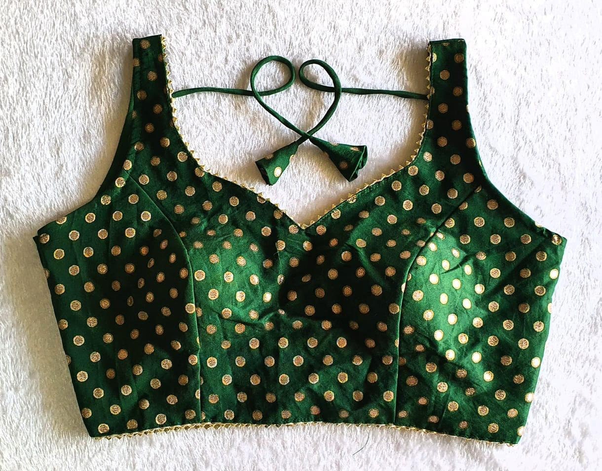 Green Blouse Readymade Bride Designer Solid Butta Saree Blouse | Etsy