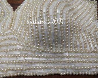 White Readymade Heavy Beaded Blouse Designer Saree blouse Cocktail Party Wedding Indian Bridal Sari Choli Crop Top Skirts Bridesmaid Blouse
