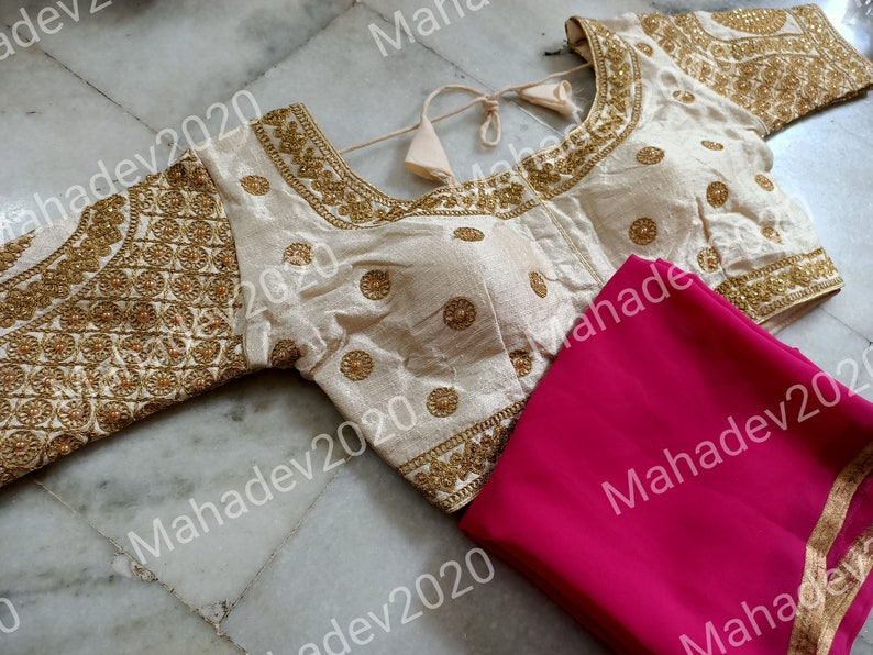 Set of 2 Saree Designer Blouse With Stitched Wedding Party Wear Sari Rajasthani Indian Top Choli Ethnic For Women