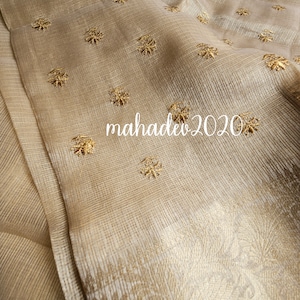 Golden Tissue Saree Banarasi Silk Saree With Big Kanchi Border Saree Wedding Wear Girlish Bridal Sari Gift Indian Festive Running Blouse