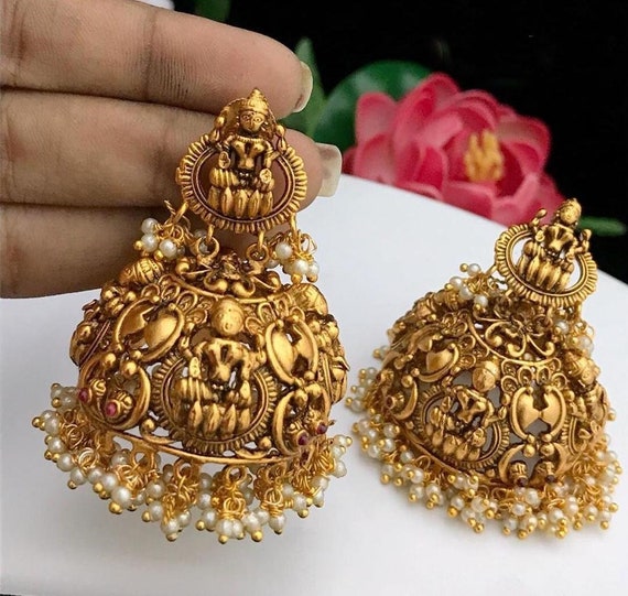 Buy Crunchy Fashion Jhumka Earrings for Women -Traditional South Indian  Multilayer Long 18k Gold Plated Jhumki Earring Set Wedding Jewellery for  womens girls Ladies Latest collection at Amazon.in