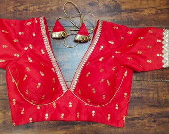Bluzka Sabyasachi z dekoltem w serek, gotowa bluzka Sari, bluzka z kolekcji Designer Sequence, ślubna indyjska, ślubna, Sari Choli, krótki top na spódnicy, prezent dla druhny