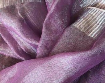 100% Pure Tissue Linen Saree Linen By Linen Sari Pure Handloom Saree for Festive Wedding Women Clothing Indian Gifts Made in india Fabric