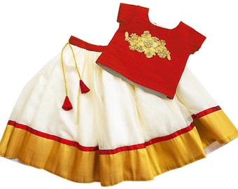 Rajasthani Lehenga, Pavadai For New Born Baby Kids Lehenga Indian traditional silk Net lehanga choli South Pavadai Set Festive Ethnic Wear