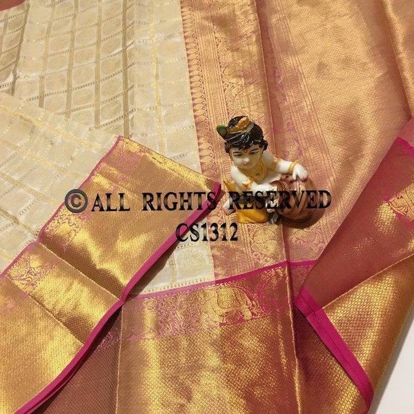 Designer Kanchipuram Silk Saree Banarasi Zari Weaving Saree With Running Blouse For Women Wear Party Wear Wedding Wear Bridesmaids