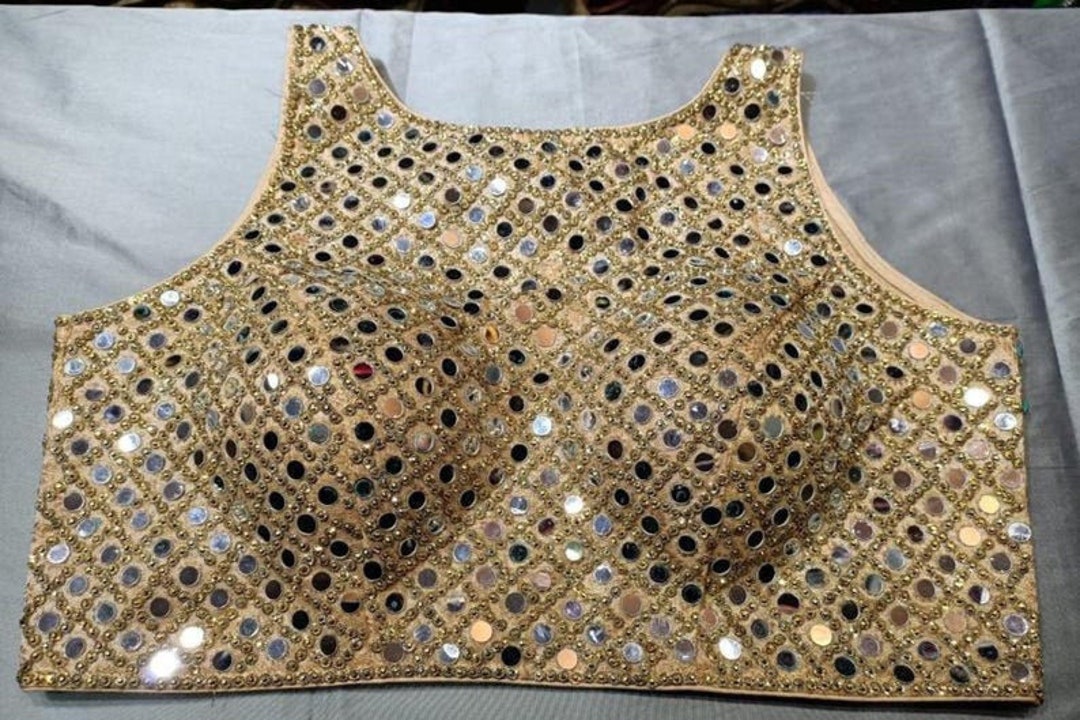 Buy Golden Readymade Heavy Beaded Blouse Designer Saree Blouse Cocktail  Party Wedding Indian Bridal Sari Choli Crop Top Skirts Bridesmaid Blouse  Online in India 