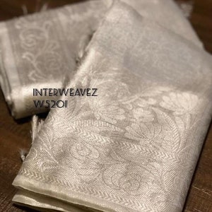 Tissue Saree Banarasi Silk Saree With Big Kanchi Border Saree Wedding Wear Girlish Bridal Sari Gift Indian Festive Running Blouse