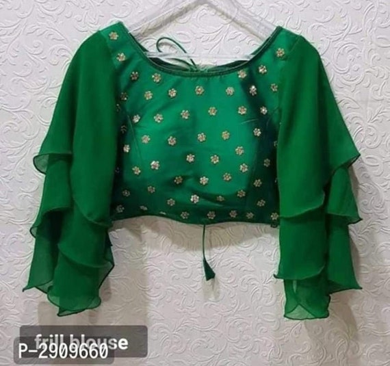 Green Readymade Blouse Bride Designer Saree Blouse Floral Etsy