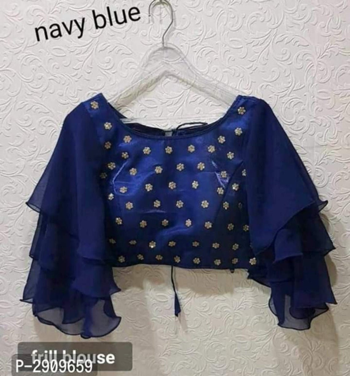 Blue Readymade Blouse Bride Designer Saree Blouse Floral - Etsy