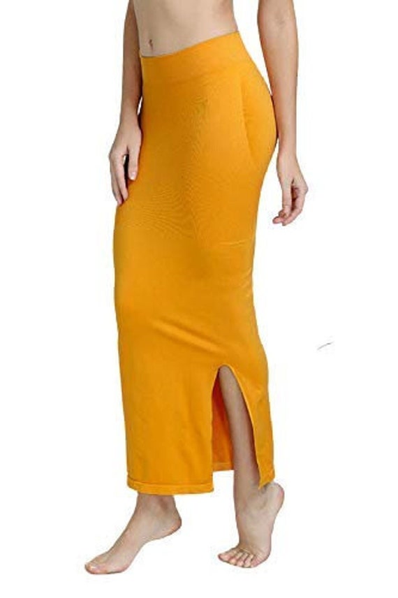 Musturd Women Saree Shapewear With Side Slit Mermaid Petticoat Stitched  Lehenga Women Strechable Sari Skirt for Bridesmaid Solid Plain Skirt -   Canada