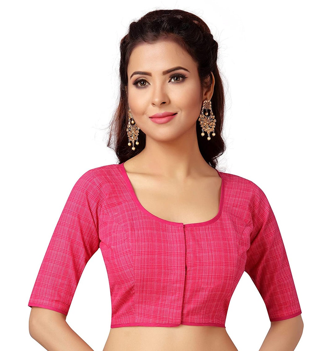 Handloom Cotton Readymade Saree Blouse With Elbow Sleeves Pink - Etsy