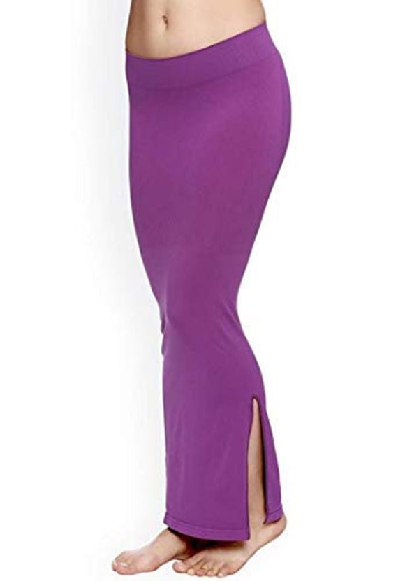 Purple Women' Saree Shapewear With Side Slit Mermaid Petticoat Stitched  Lehenga Women Strechable Sari Skirt for Bridesmaid Solid Plain Skirt 