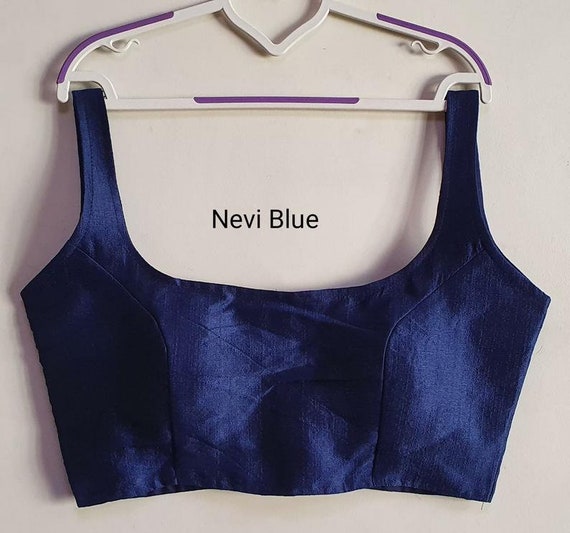 Blue Readymade Bride Designer Solid Plain Saree Blouse for Women Wear Poly Silk Sari Choli Indian Wedding Wear Fabric Craft Tunic Top Etsy