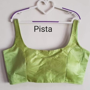 Pista green Readymade Bride Designer Solid Plain Saree Blouse For Women Wear Poly Silk Sari Choli Indian Wedding Wear Fabric Craft Tunic Top