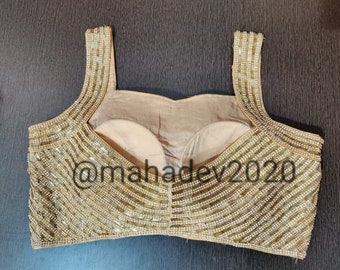 Buy Golden Readymade Heavy Beaded Blouse Designer Saree Blouse Cocktail  Party Wedding Indian Bridal Sari Choli Crop Top Skirts Bridesmaid Blouse  Online in India 